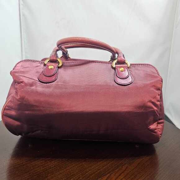 Tod's Pashmy Satchel Bag Bordeaux Nylon and Leather Shoulder Bag Made in Italy - Picture 2 of 2
